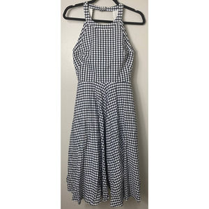 Eliza J Gingham Black White Plaid Halter Midi Dress 4